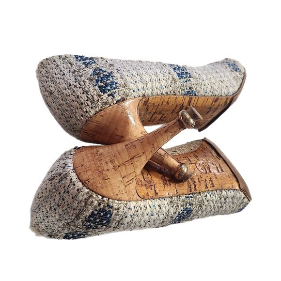 Chanel [Authentic] Metallic Tweed Rhinestone CC Closed Toe 3" Heels Size 6.5 - 7 - Picture 7 of 13